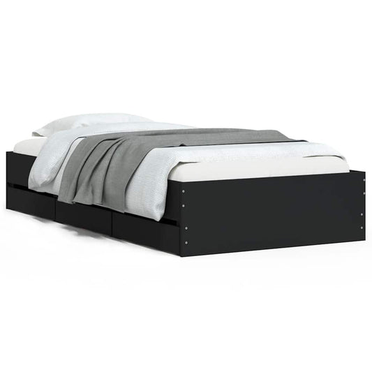 Bed Frame with Drawers without Mattress Black 90x190 cm Single Bed Frame with Drawers without Mattress Black 90x190 cm Single