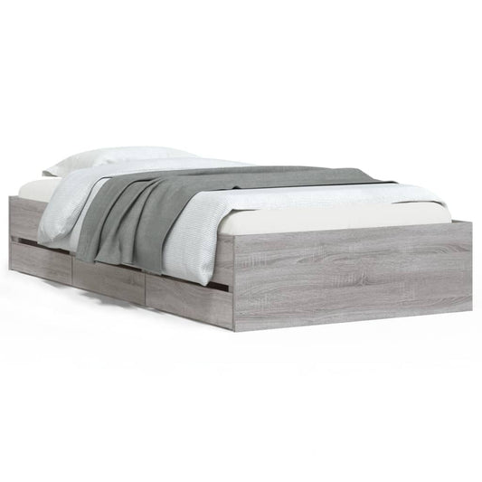 Bed Frame with Drawers without Mattress Grey Sonoma 90x190 cm Single Bed Frame with Drawers without Mattress Grey Sonoma 90x190 cm Single