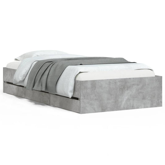 Bed Frame with Drawers without Mattress Concrete Grey 75x190 cm Small Single Bed Frame with Drawers without Mattress Concrete Grey 75x190 cm Small Single