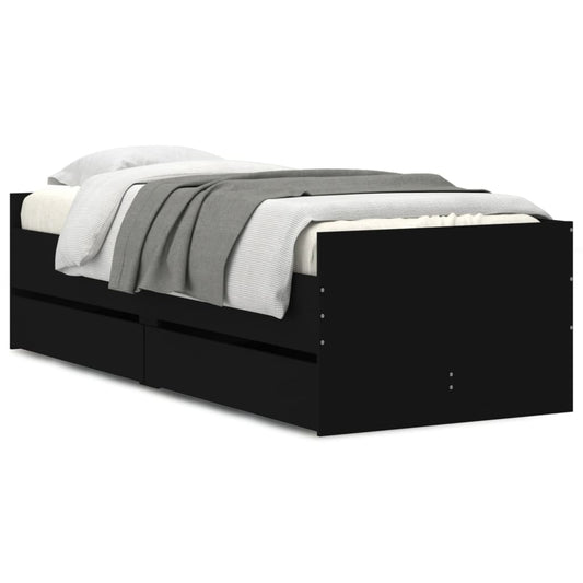 Bed Frame with Drawers without Mattress Black 100x200 cm Bed Frame with Drawers without Mattress Black 100x200 cm