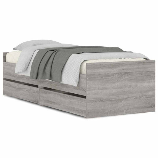 Bed Frame with Drawers without Mattress Grey Sonoma 90x200 cm Bed Frame with Drawers without Mattress Grey Sonoma 90x200 cm