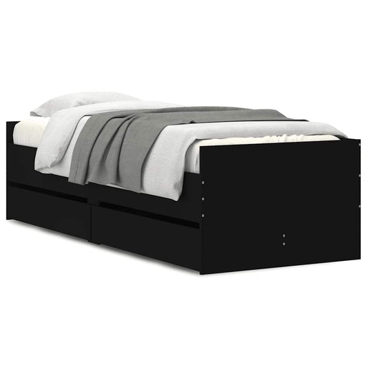 Bed Frame with Drawers without Mattress Black 90x190 cm Single Bed Frame with Drawers without Mattress Black 90x190 cm Single