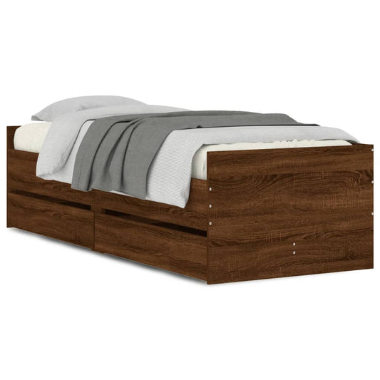 Bed Frame without Mattress Brown Oak 75x190 cm Small Single Small Single Bed Frame without Mattress Brown Oak 75x190 cm Small Single Small Single