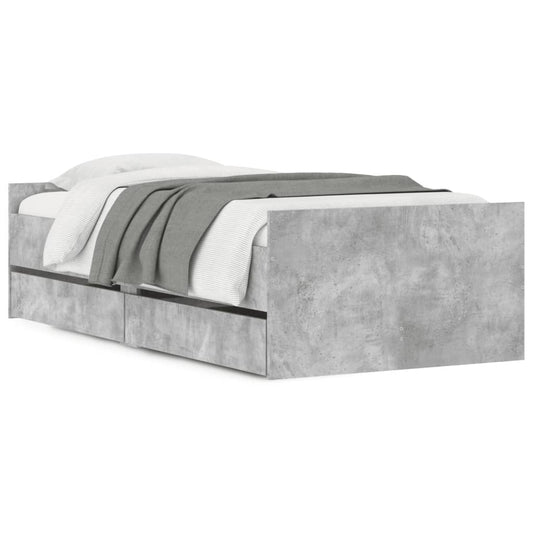 Bed Frame with Drawers without Mattress Concrete Grey 100x200 cm Bed Frame with Drawers without Mattress Concrete Grey 100x200 cm