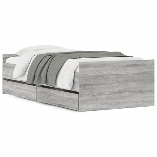 Bed Frame with Drawers without Mattress Grey Sonoma 100x200 cm Bed Frame with Drawers without Mattress Grey Sonoma 100x200 cm