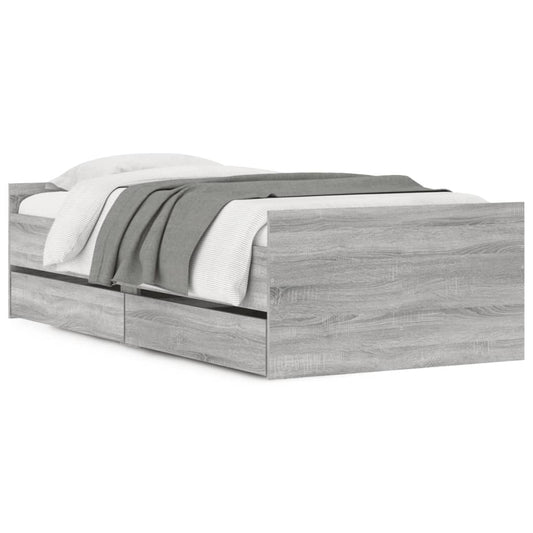 Bed Frame with Drawers without Mattress Grey Sonoma 90x200 cm Bed Frame with Drawers without Mattress Grey Sonoma 90x200 cm