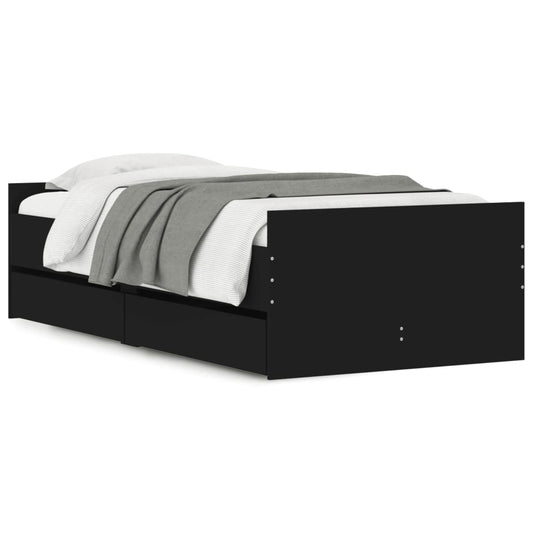 Bed Frame with Drawers without Mattress Black 90x190 cm Single Bed Frame with Drawers without Mattress Black 90x190 cm Single