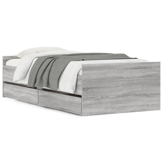 Bed Frame with Drawers without Mattress Grey Sonoma 90x190 cm Single Bed Frame with Drawers without Mattress Grey Sonoma 90x190 cm Single