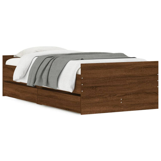Bed Frame with Drawers without Mattress Brown Oak 90x190 cm Single Bed Frame with Drawers without Mattress Brown Oak 90x190 cm Single