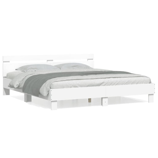 Bed Frame | White | Engineered wood, Plywood | 200x200 cm | Modern Bed Frame | White | Engineered wood, Plywood | 200x200 cm | Modern