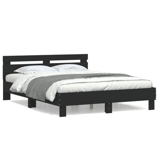 Bed Frame | Black | Engineered wood | Double | Modern | Bed Frame Bed Frame | Black | Engineered wood | Double | Modern | Bed Frame