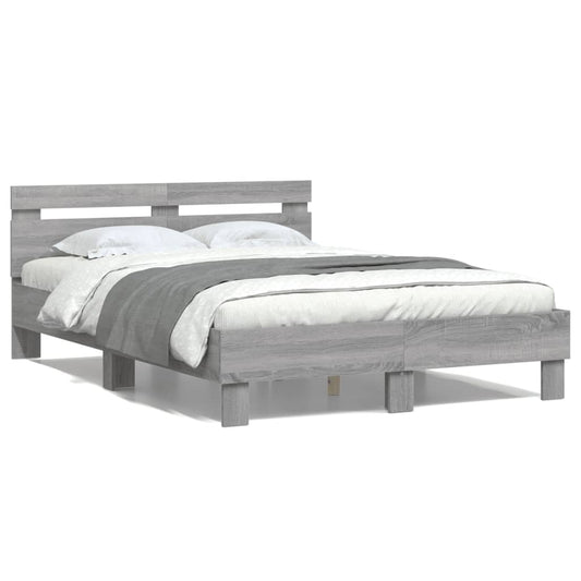 Bed Frame | Grey Sonoma | Engineered Wood | Double | Modern | Bed Frame Bed Frame | Grey Sonoma | Engineered Wood | Double | Modern | Bed Frame