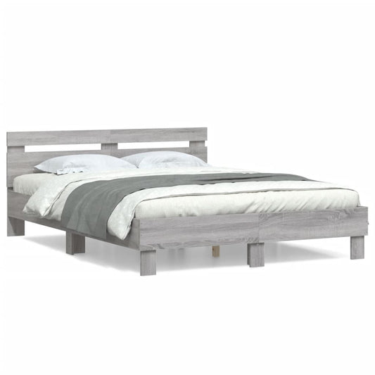 Bed Frame | Grey Sonoma | Engineered wood | 140x190 cm | Durable Bed Frame | Grey Sonoma | Engineered wood | 140x190 cm | Durable