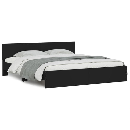 Bed Frame | Black | Engineered wood and plywood | 200x200 cm | Modern Bed Frame | Black | Engineered wood and plywood | 200x200 cm | Modern