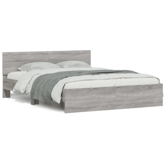 Bed Frame | Grey Sonoma | Engineered wood, Plywood | 140x200 cm | Modern Bed Frame | Grey Sonoma | Engineered wood, Plywood | 140x200 cm | Modern