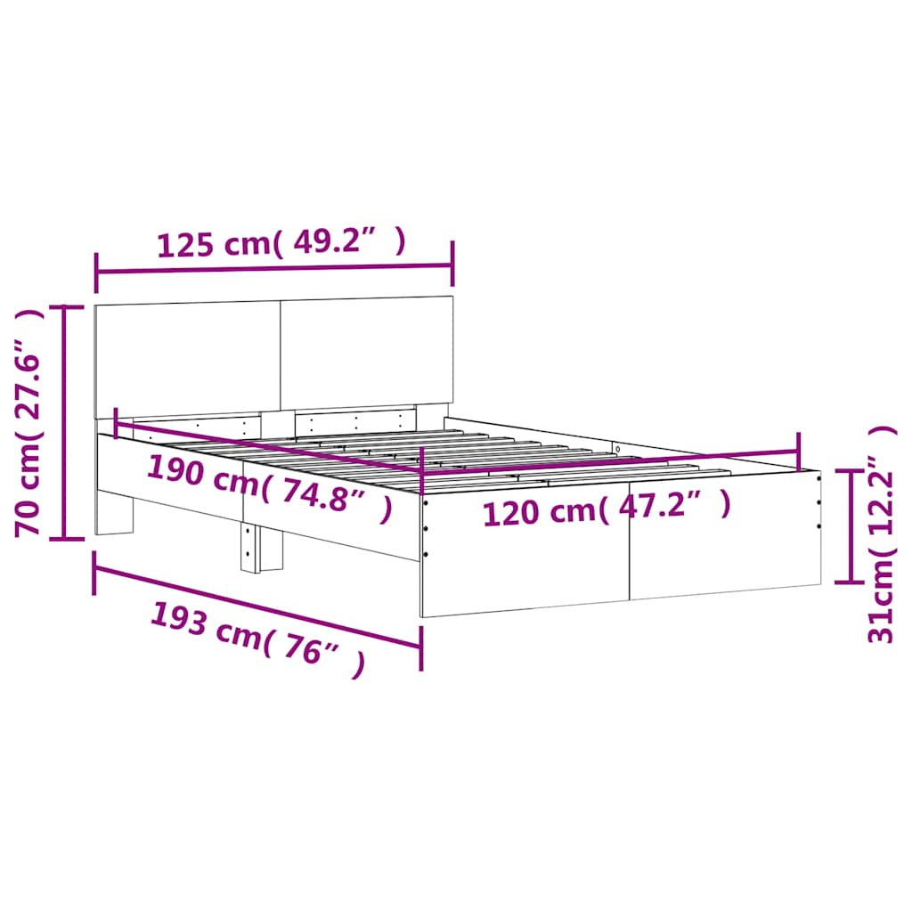 Bed Frame without Mattress Sonoma Oak 120x190 cm