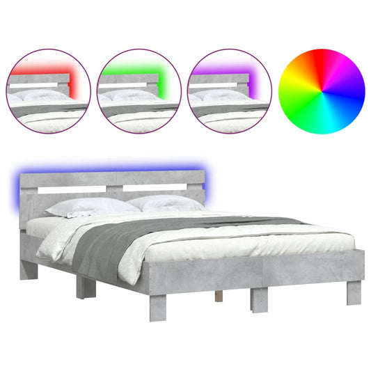 Bed Frame with LED without Mattress Concrete Grey 120x190 cm Small Double Bed Frame with LED without Mattress Concrete Grey 120x190 cm Small Double