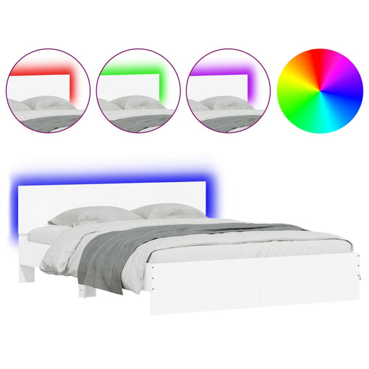 Bed Frame | White | Engineered wood | Double | Bed Frame | Rectangular Bed Frame | White | Engineered wood | Double | Bed Frame | Rectangular