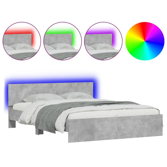 Bed Frame with LED without Mattress Concrete Grey 160x200 cm Bed Frame with LED without Mattress Concrete Grey 160x200 cm
