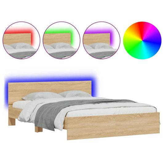 Bed Frame | Sonoma oak | Engineered wood | Double | Bed Frame Bed Frame | Sonoma oak | Engineered wood | Double | Bed Frame