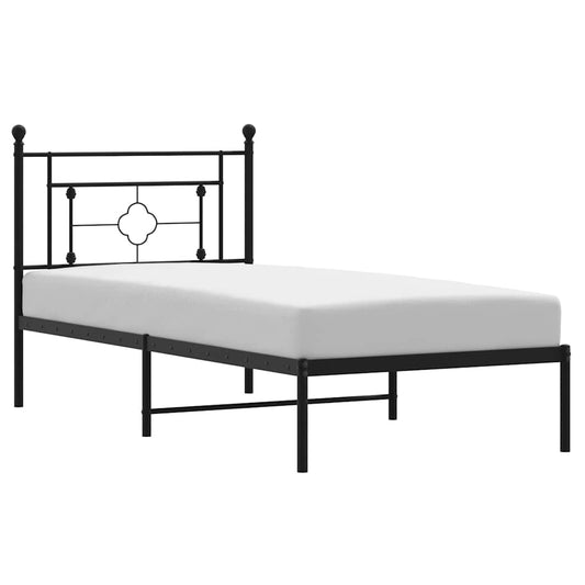 Metal Bed Frame without Mattress with Headboard Black 100x200cm Metal Bed Frame without Mattress with Headboard Black 100x200cm