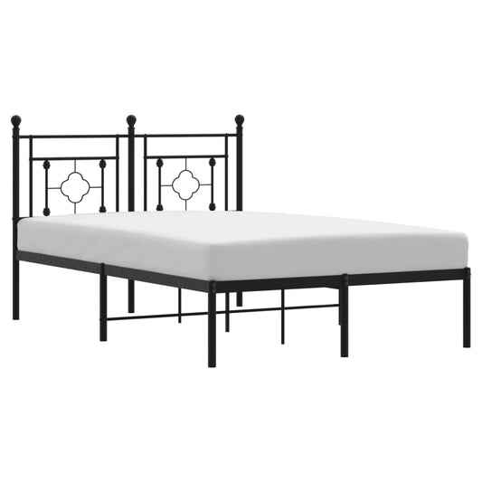 Metal Bed Frame without Mattress with Headboard Black 120x190cm Metal Bed Frame without Mattress with Headboard Black 120x190cm