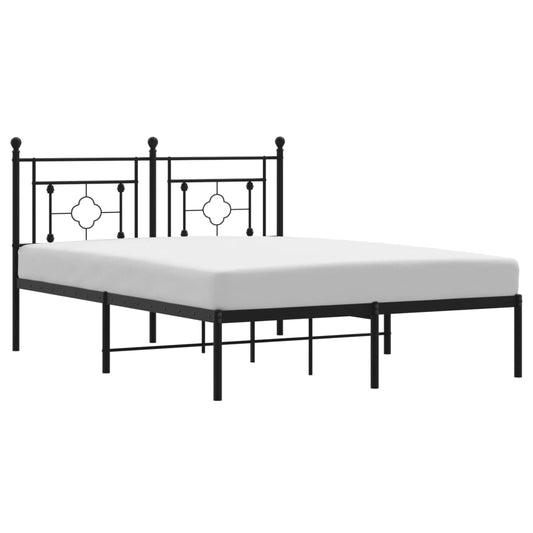 Metal Bed Frame without Mattress with Headboard Black 135x190cm Metal Bed Frame without Mattress with Headboard Black 135x190cm