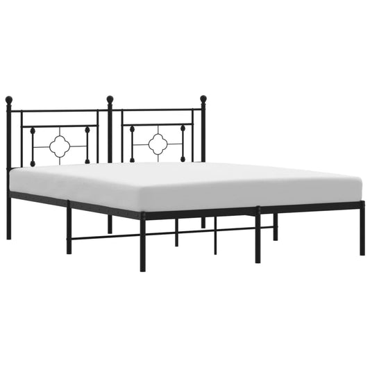 Metal Bed Frame without Mattress with Headboard Black 160x200cm Metal Bed Frame without Mattress with Headboard Black 160x200cm