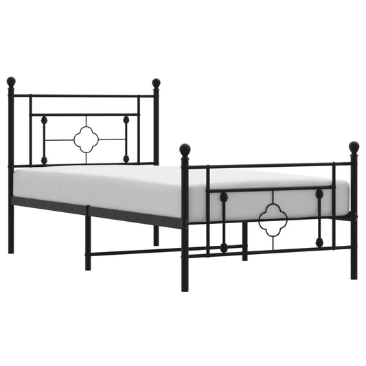 Metal Bed Frame without Mattress with Footboard Black 90x190cm Metal Bed Frame without Mattress with Footboard Black 90x190cm