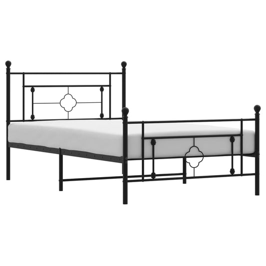 Metal Bed Frame without Mattress with Footboard Black 107x203cm Metal Bed Frame without Mattress with Footboard Black 107x203cm