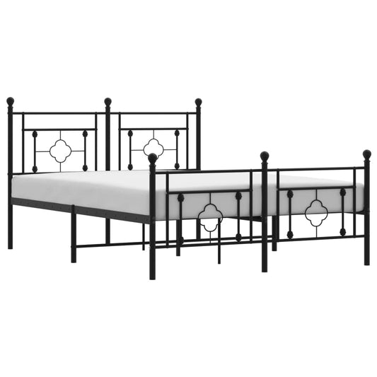Metal Bed Frame without Mattress with Footboard Black 135x190cm Metal Bed Frame without Mattress with Footboard Black 135x190cm