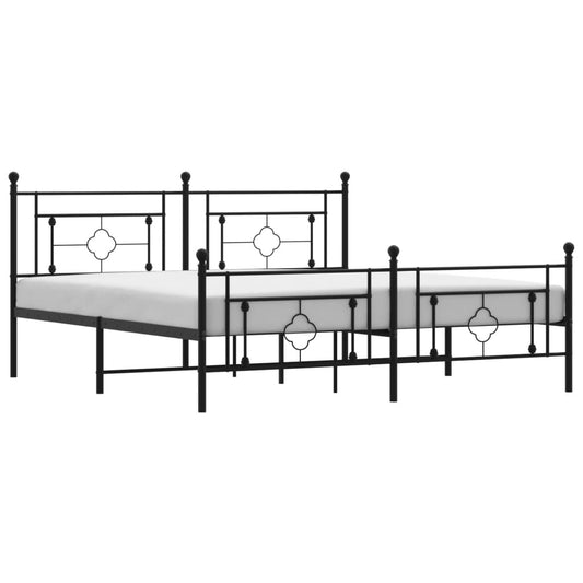 Metal Bed Frame without Mattress with Footboard Black 183x213cm Metal Bed Frame without Mattress with Footboard Black 183x213cm