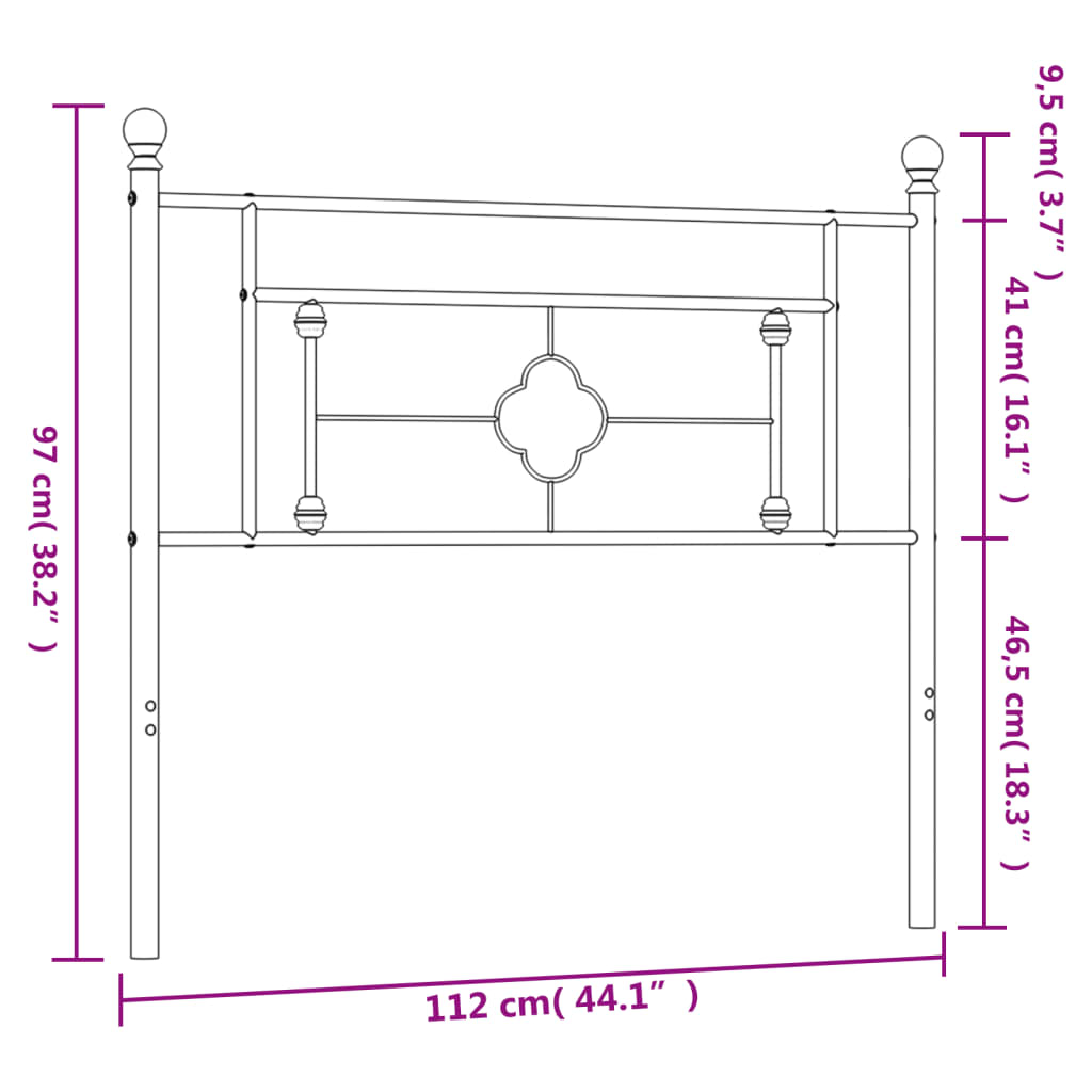 Metal Replace Headboard Black 107 cm