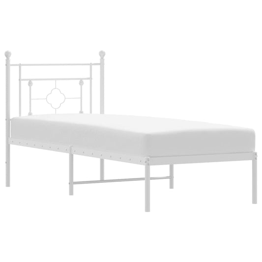 Metal Bed Frame without Mattress with Headboard White 80x200cm Metal Bed Frame without Mattress with Headboard White 80x200cm