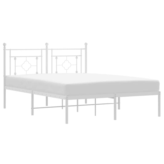 Metal Bed Frame without Mattress with Headboard White 140x190cm Metal Bed Frame without Mattress with Headboard White 140x190cm