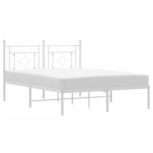 Metal Bed Frame without Mattress with Headboard White 140x200cm Metal Bed Frame without Mattress with Headboard White 140x200cm