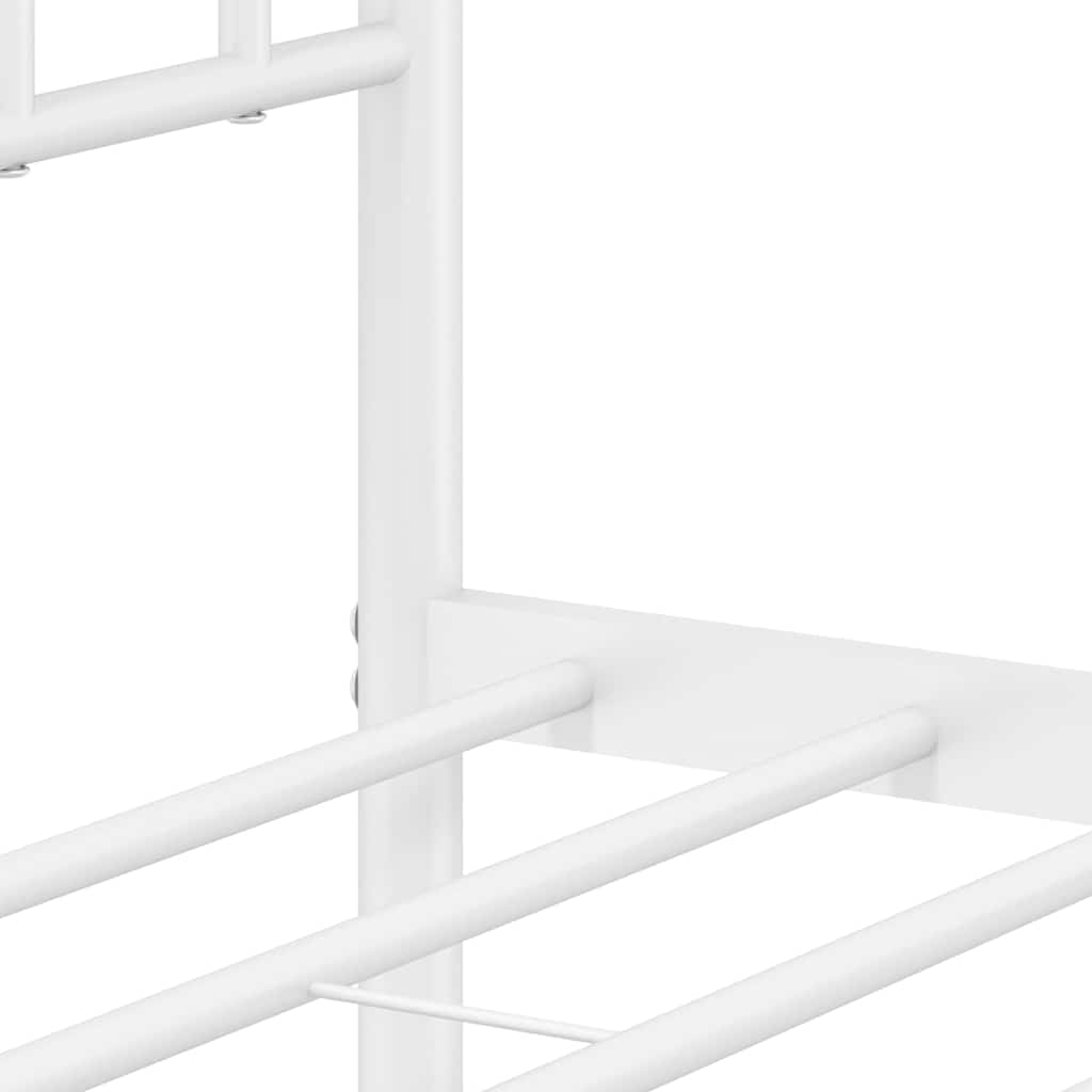 Metal Bed Frame without Mattress with Headboard White 150x200cm
