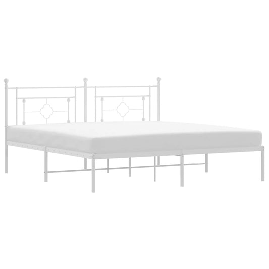 Metal Bed Frame without Mattress with Headboard White 183x213cm Metal Bed Frame without Mattress with Headboard White 183x213cm