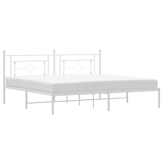 Metal Bed Frame without Mattress with Headboard White 193x203cm Metal Bed Frame without Mattress with Headboard White 193x203cm