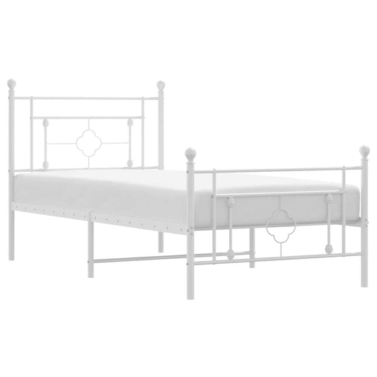 Metal Bed Frame without Mattress with Footboard White 100x200cm Metal Bed Frame without Mattress with Footboard White 100x200cm