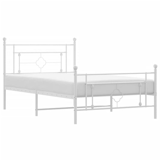 Metal Bed Frame without Mattress with Footboard White 107x203cm Metal Bed Frame without Mattress with Footboard White 107x203cm