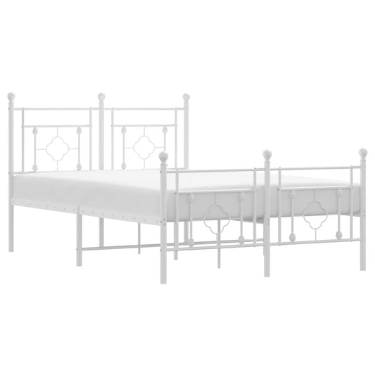 Metal Bed Frame without Mattress with Footboard White 120x190cm Metal Bed Frame without Mattress with Footboard White 120x190cm