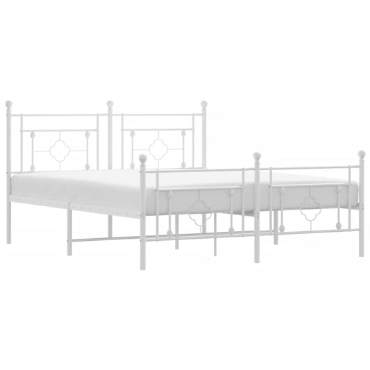 Metal Bed Frame without Mattress with Footboard White 160x200cm Metal Bed Frame without Mattress with Footboard White 160x200cm