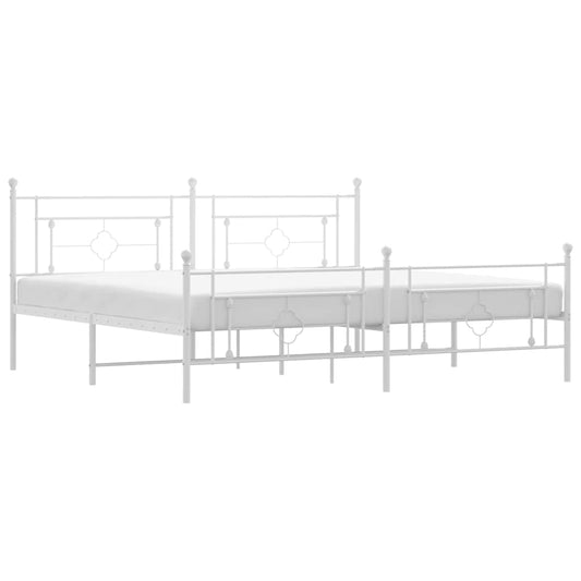 Metal Bed Frame without Mattress with Footboard White 193x203cm Metal Bed Frame without Mattress with Footboard White 193x203cm