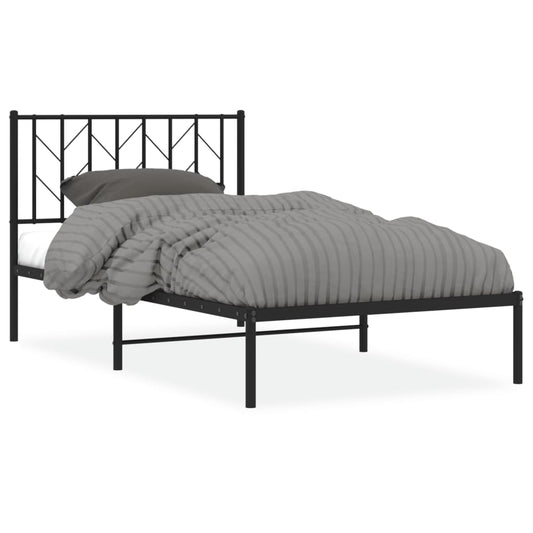 Metal Bed Frame without Mattress with Headboard Black 100x190cm Metal Bed Frame without Mattress with Headboard Black 100x190cm
