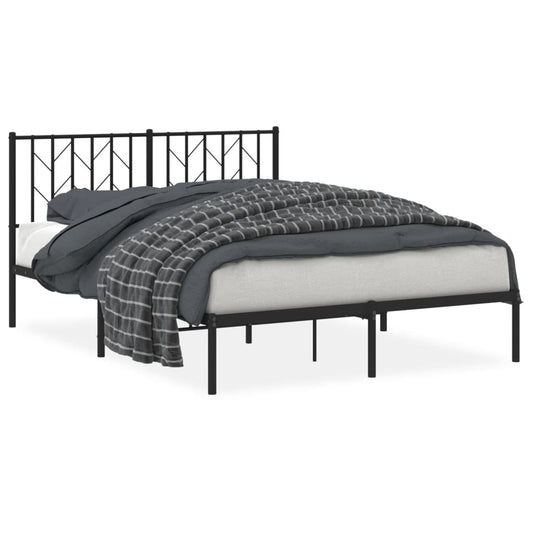 Metal Bed Frame without Mattress with Headboard Black 140x190cm Metal Bed Frame without Mattress with Headboard Black 140x190cm