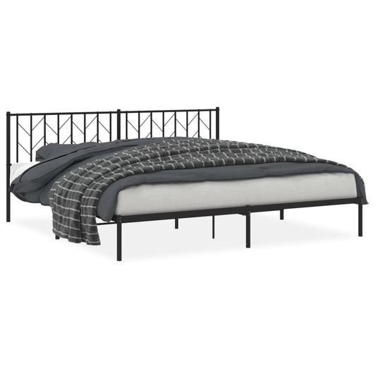 Metal Bed Frame without Mattress with Headboard Black 200x200cm Metal Bed Frame without Mattress with Headboard Black 200x200cm