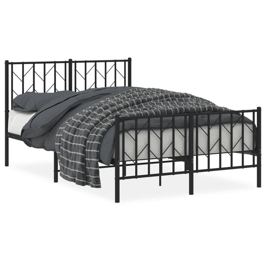 Metal Bed Frame without Mattress with Footboard Black 120x200cm Metal Bed Frame without Mattress with Footboard Black 120x200cm