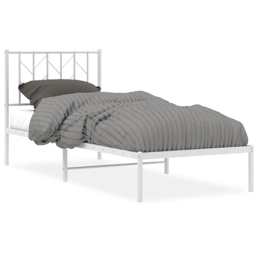 Metal Bed Frame without Mattress with Headboard White 80x200cm Metal Bed Frame without Mattress with Headboard White 80x200cm