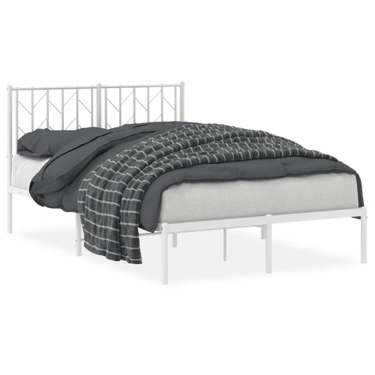 Metal Bed Frame without Mattress with Headboard White 120x190cm Metal Bed Frame without Mattress with Headboard White 120x190cm